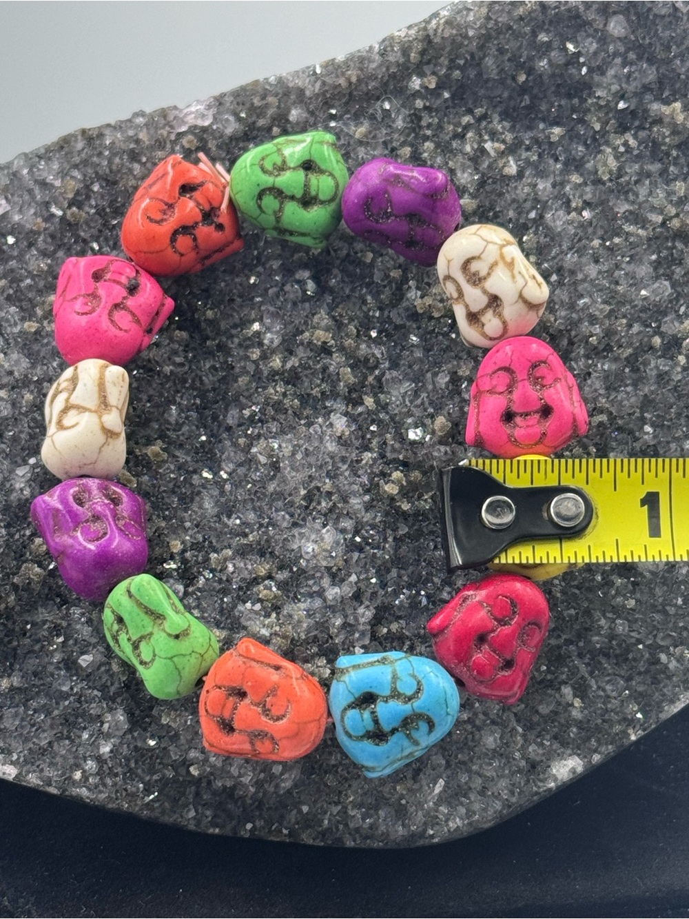 Colorful Buddha Head Beaded Stretch Bracelet - Picture 4 of 4